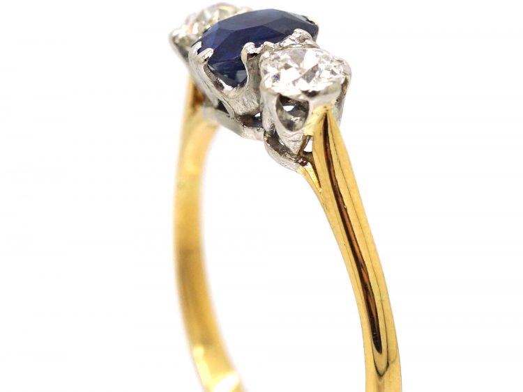 18ct Gold, Sapphire & Diamond Three Stone Ring