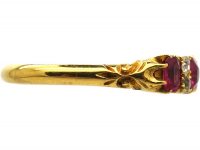 Edwardian 18ct Gold, Four Stone Ruby & Diamond Ring