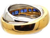 18ct Two Tone Gold and Sapphire Double Band Ring by Cartier