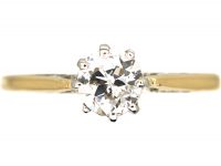 Art Deco 18ct Gold & Platinum, Diamond Solitaire Ring
