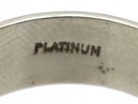 Art Deco Wide Platinum Wedding Ring with Flower Detail