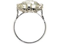 Art Deco Platinum, Emerald & Diamond Cluster Target Ring