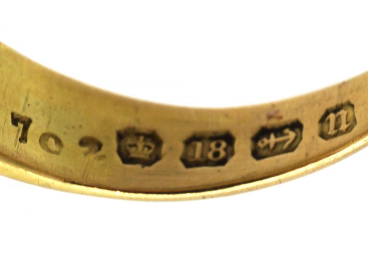 Victorian 18ct Gold, Three Stone Diamond Gypsy Ring