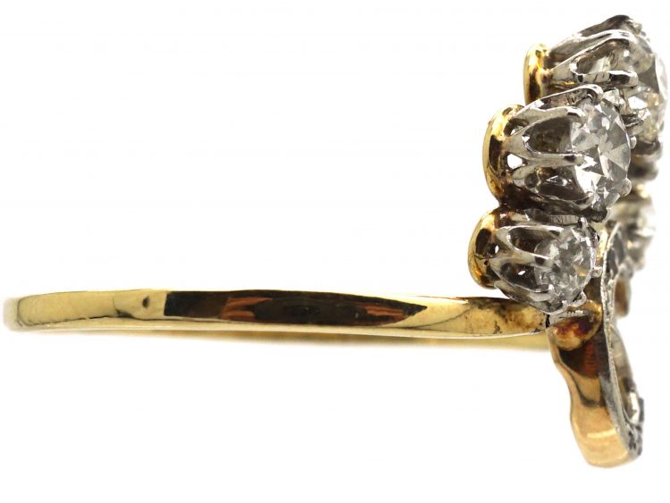 Art Nouveau 14ct Gold & Platinum, Diamond Giardinetti Ring
