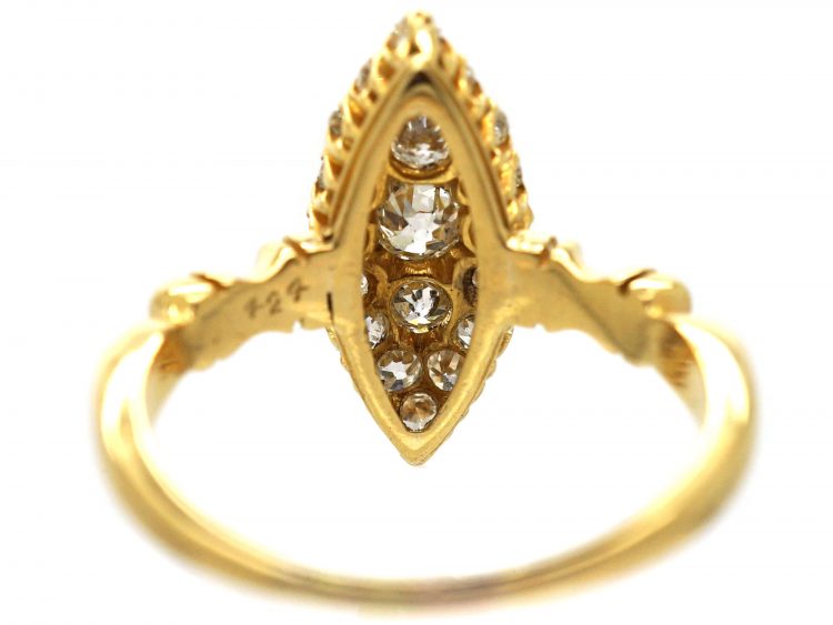 Victorian 18ct Gold Marquise Ring set with Diamonds