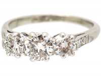 Art Deco Platinum, Three Stone Diamond Ring by Deakin & Francis