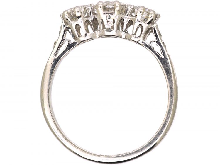 Art Deco Platinum, Three Stone Diamond Ring by Deakin & Francis