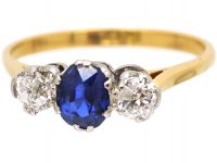 18ct Gold, Sapphire & Diamond Three Stone Ring