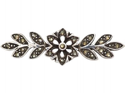Silver & Marcasite Flower Brooch