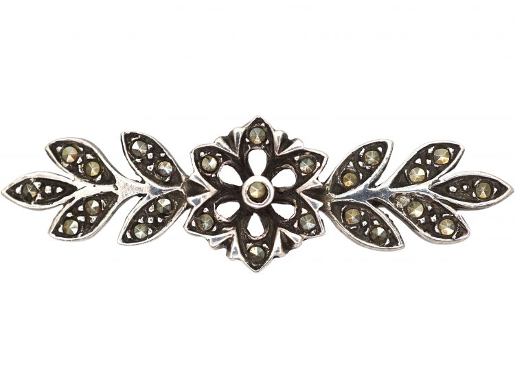 Silver & Marcasite Flower Brooch