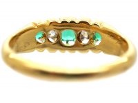 Victorian 18ct Gold, Emerald & Diamond Five Stone Ring