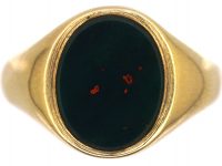 9ct Gold Signet Ring set with a Bloodstone