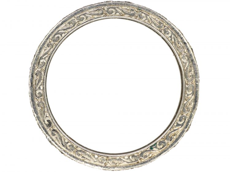 Art Deco Platinum & Diamond Eternity Ring with Incised Decoration on the Sides