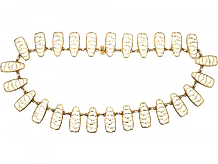 Silver & White Enamel Necklace by David Andersen