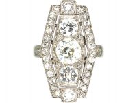 Art Deco 18ct White Gold & Platinum, Diamond Geometric Ring