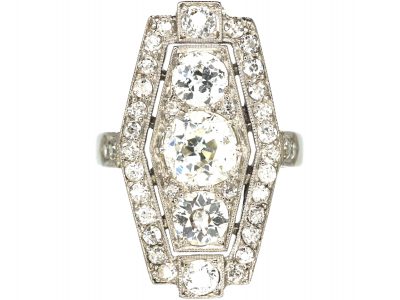 Art Deco 18ct White Gold & Platinum, Diamond Geometric Ring
