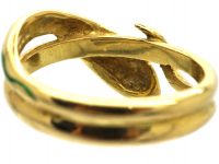1970s 18ct Gold & Green Enamel Snake Ring