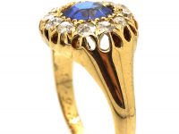 Edwardian 18ct Gold, Sapphire & Diamond Cluster Ring