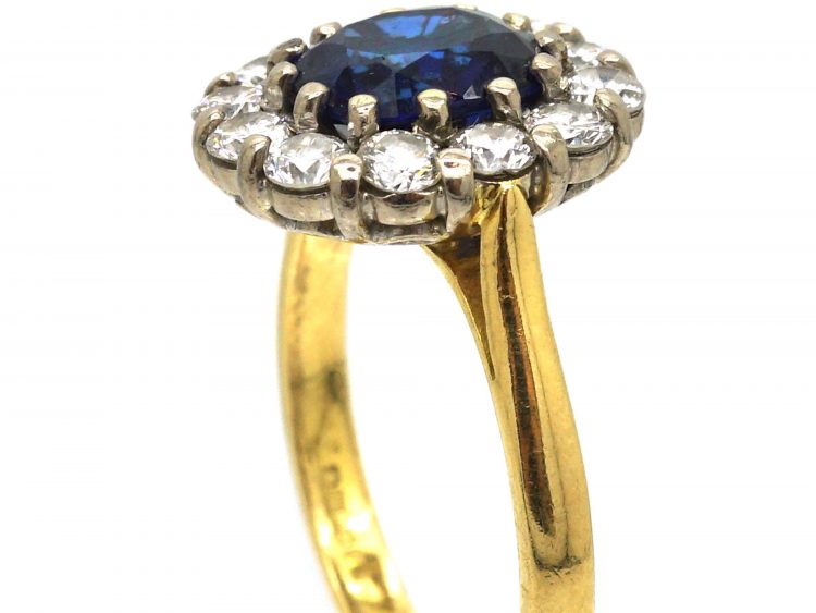 18ct Gold, Sapphire & Diamond Cluster Ring by Deakin & Frances