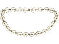 Mid 20th Century Silver & White Enamel Double Leaf Necklace by Willy Winnaes for David Andersen