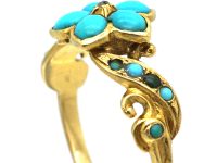 Regency 15ct Gold Turquoise & Diamond Forget Me Not Cluster Ring