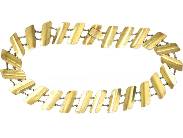 Mid 20th Century Silver & White Enamel Slanting Collar by JB Balruud