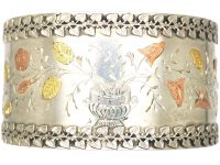 Victorian Silver & Gold Overlay Bangle with a Vase of Flowers Motif