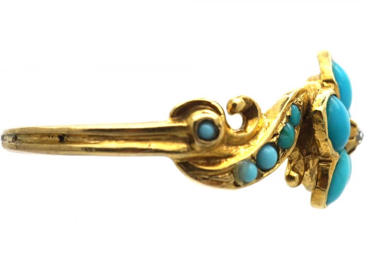 Regency 15ct Gold Turquoise & Diamond Forget Me Not Cluster Ring