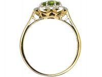 18ct Gold, Peridot & Diamond Cluster Ring