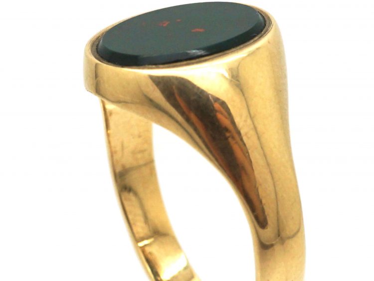 9ct Gold Signet Ring set with a Bloodstone