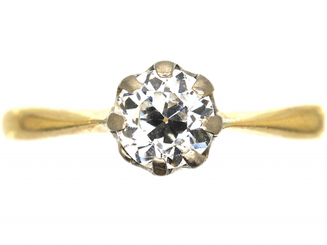 18ct Gold & Platinum, Diamond Solitaire Ring