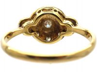 Art Deco 18ct Gold & Platinum, Diamond Cluster Ring with a Diamond on Either Side