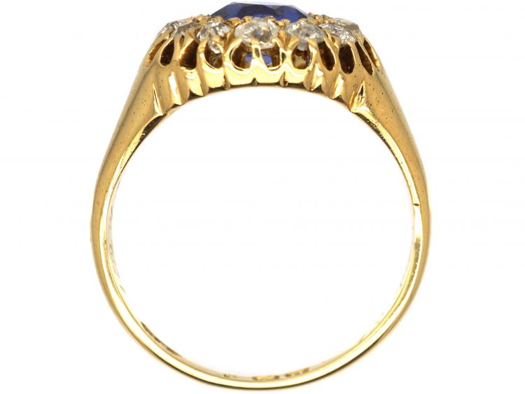 Edwardian 18ct Gold, Sapphire & Diamond Cluster Ring