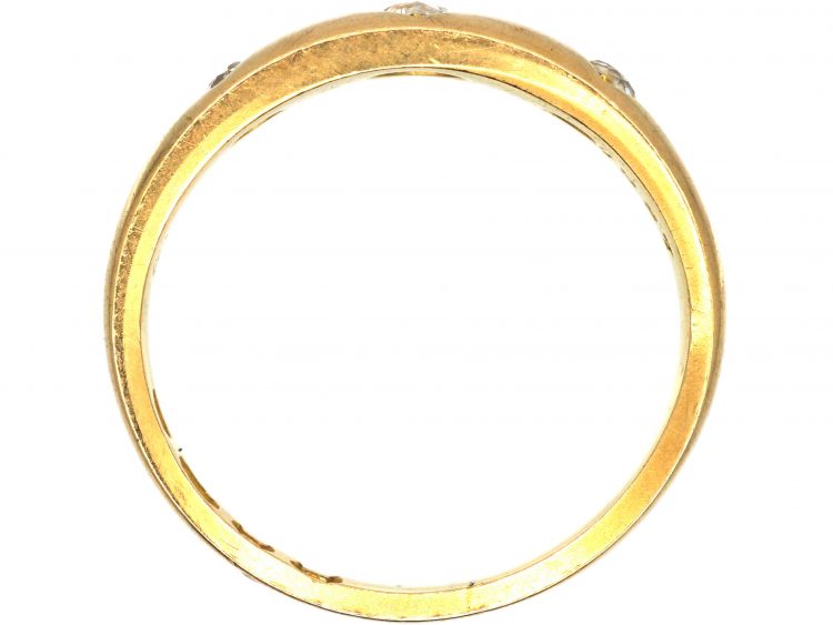 Edwardian 18ct Gold, Three Stone Diamond Gypsy Ring
