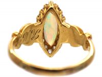 Edwardian 18ct Gold, Opal & Diamond Marquise Ring
