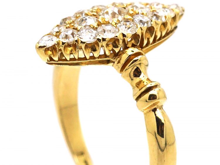 Victorian 18ct Gold Marquise Ring set with Diamonds