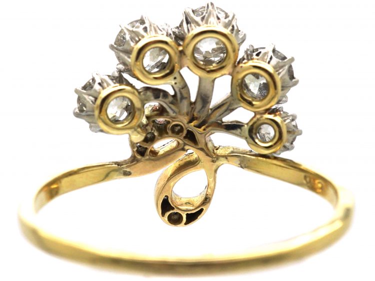 Art Nouveau 14ct Gold & Platinum, Diamond Giardinetti Ring