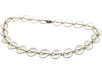 Mid 20th Century Silver & White Enamel Double Leaf Necklace by Willy Winnaes for David Andersen