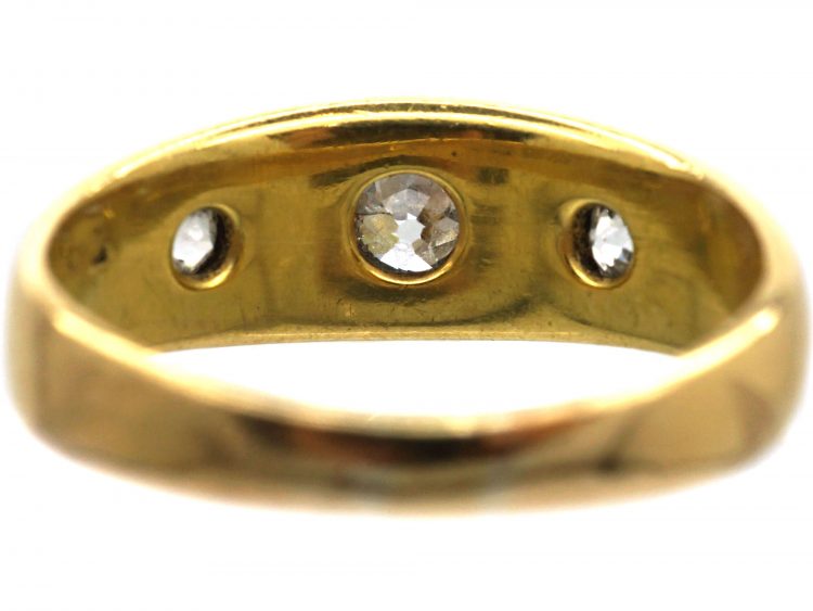 Victorian 18ct Gold, Three Stone Diamond Gypsy Ring