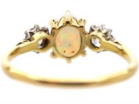 Early 20th Century 18ct Gold & Platinum, Three Stone Opal & Diamond Ring