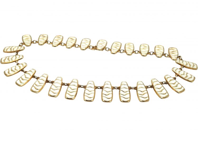 Silver & White Enamel Necklace by David Andersen