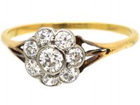 Edwardian 18ct Gold & Platinum, Diamond Daisy Cluster Ring
