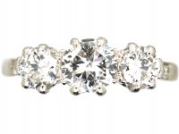 Art Deco Platinum, Three Stone Diamond Ring by Deakin & Francis