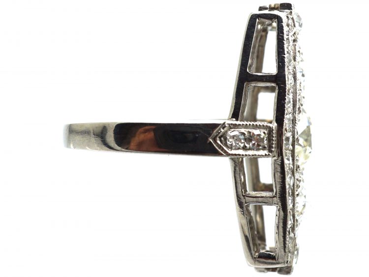 Art Deco 18ct White Gold & Platinum, Diamond Geometric Ring