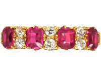 Edwardian 18ct Gold, Four Stone Ruby & Diamond Ring