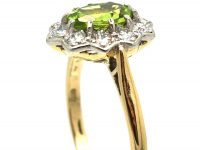 18ct Gold, Peridot & Diamond Cluster Ring