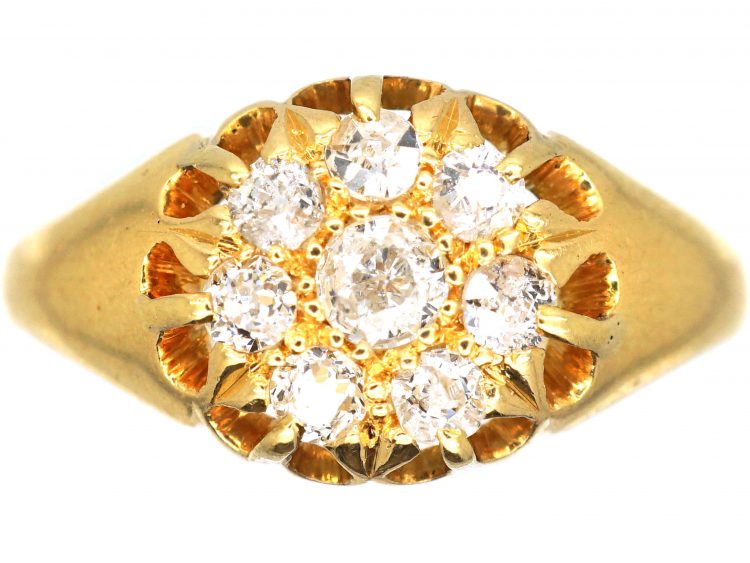 Edwardian 18ct Gold Diamond Cluster Ring