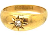 Victorian 18ct Gold, Single Stone Diamond Gypsy Ring