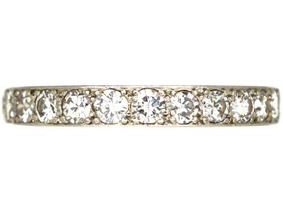 Art Deco Platinum & Diamond Eternity Ring with Incised Decoration on the Sides