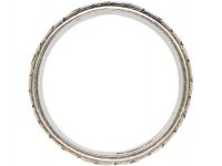 Art Deco Wide Platinum Wedding Ring with Flower Detail